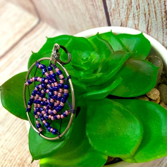 Dream Catcher Charm Beaded Purple & Baby Pink Jewerly Making Supplies - Picture 3 of 4